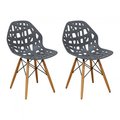 Mod Made Mod Made MM-SW10004-Dark Grey Stencil Cut Out Eiffel Side Chair - Set of 2  Dark Grey MM-SW10004-Dark Grey